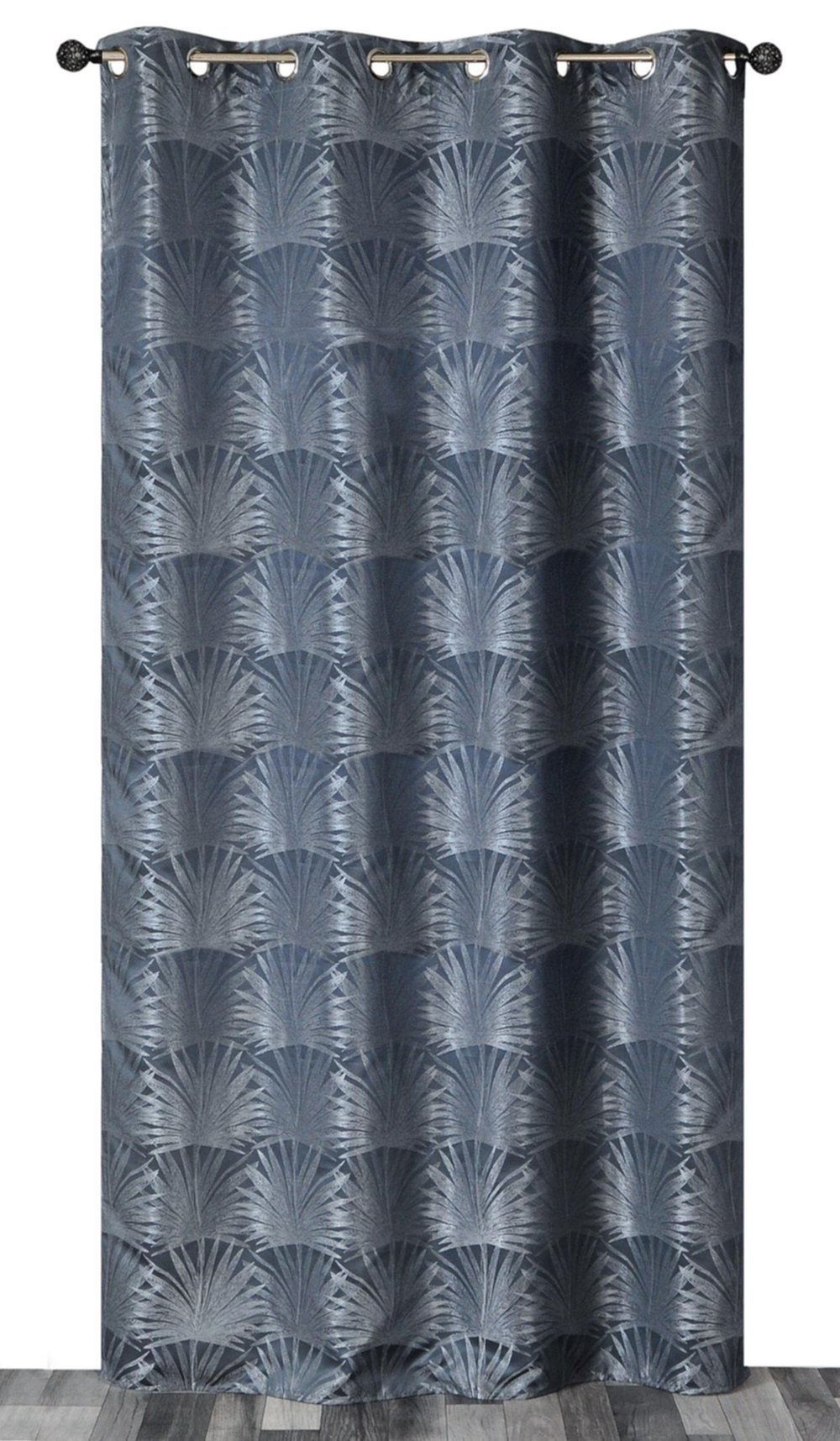 Rideau oeillets lourd jacquard bleu 140x240cm