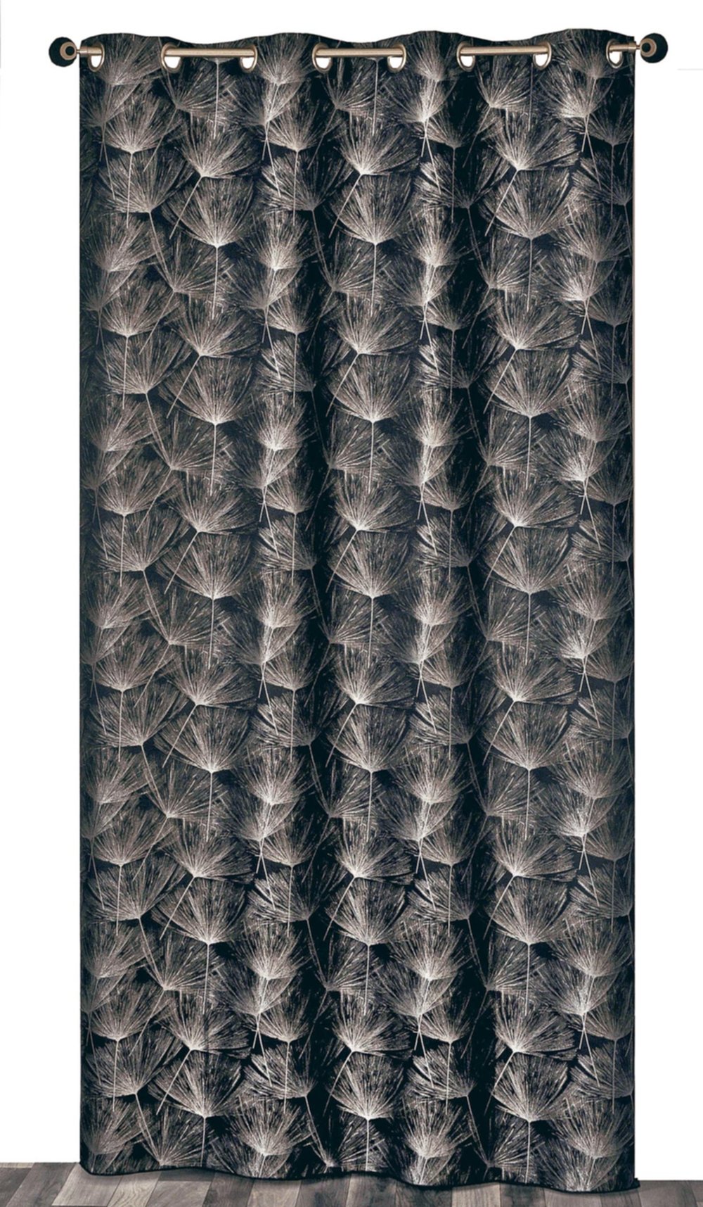 Rideau oeillets lourd jacquard noir 140x240cm