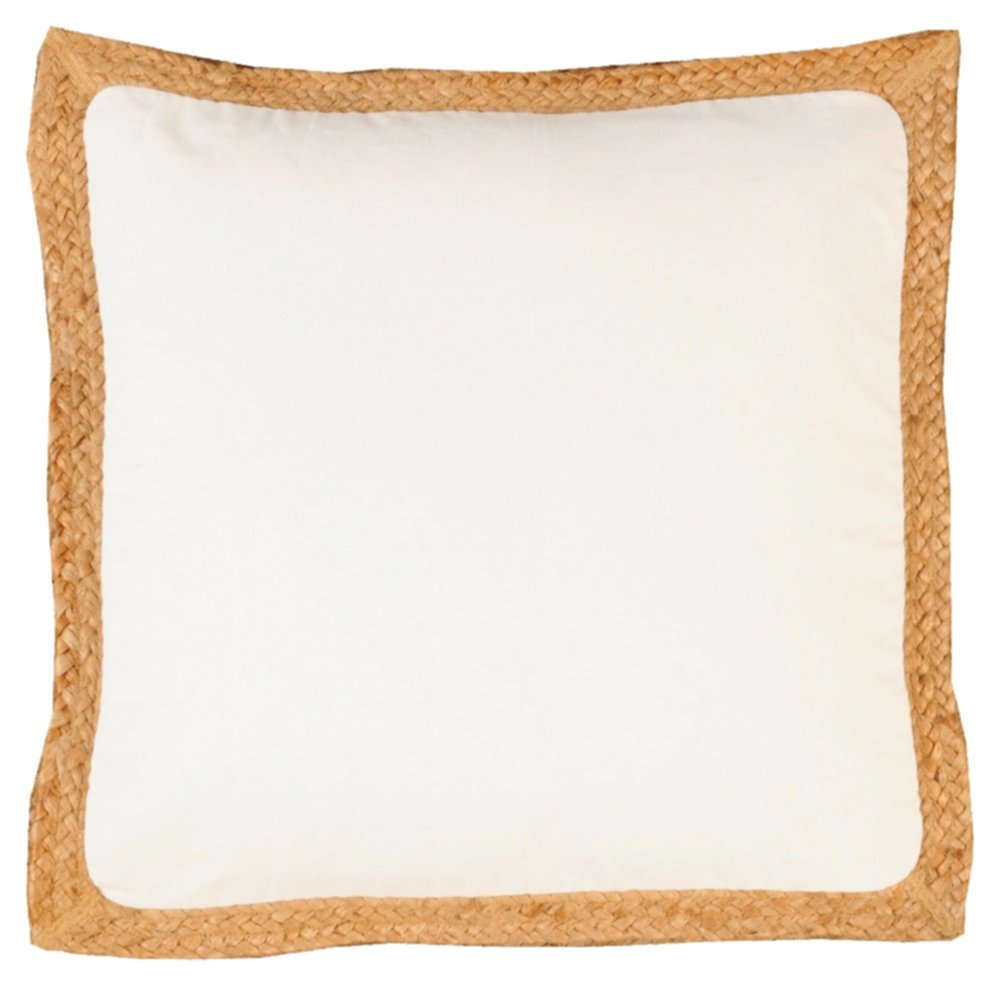 Coussin Coton et jute 45x45cm Blanc