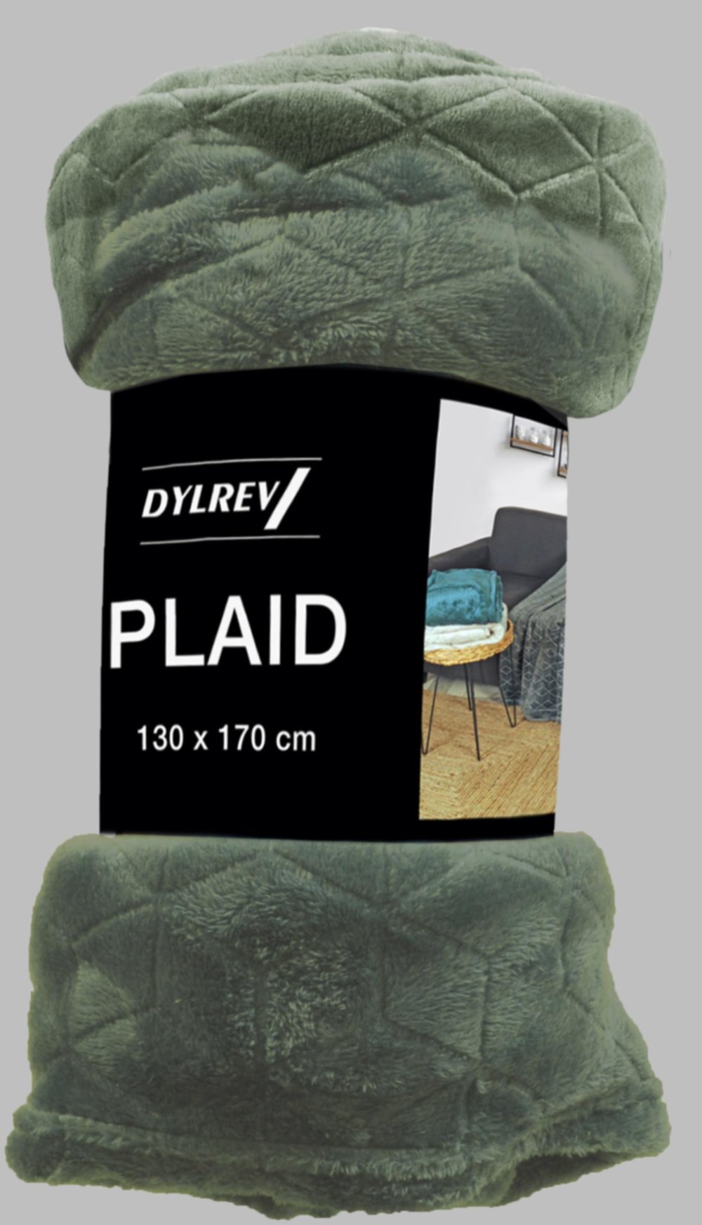 Plaid polaire jacquard 130x170cm kaki - DYLREV