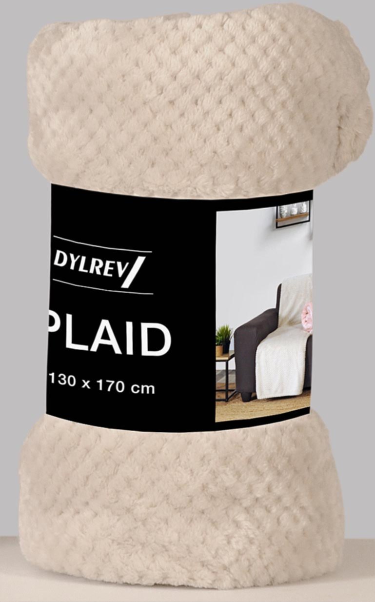 Plaid polaire jacquard 130x170cm beige - DYLREV