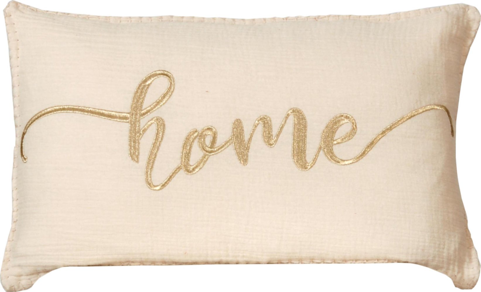 Coussin garni brodé home beige 30x50cm 