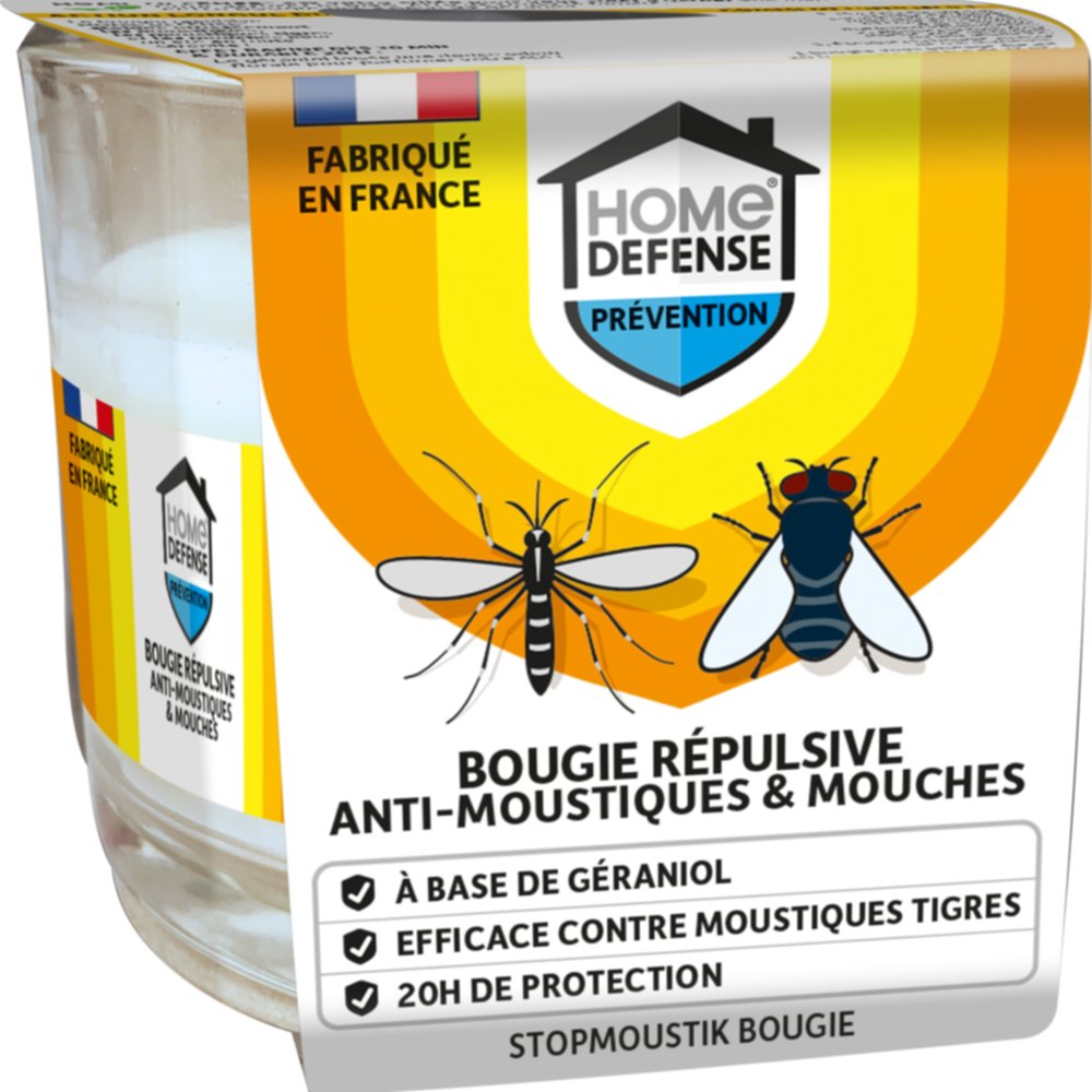 Bougie répulsive anti-moustiques/mouches 20H - HOME DEFENSE