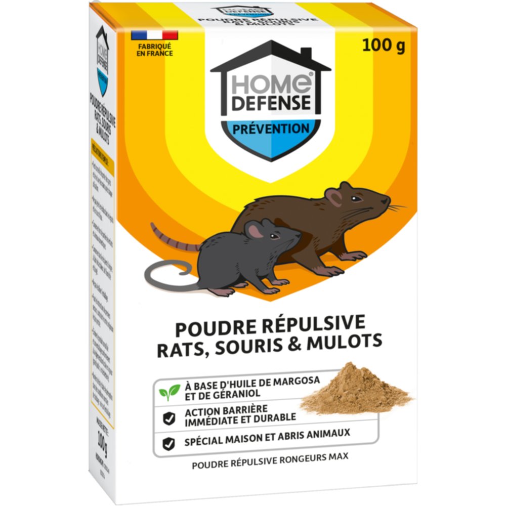 Poudre répulsive rats, souris et mulots 100gr - HOME DEFENSE