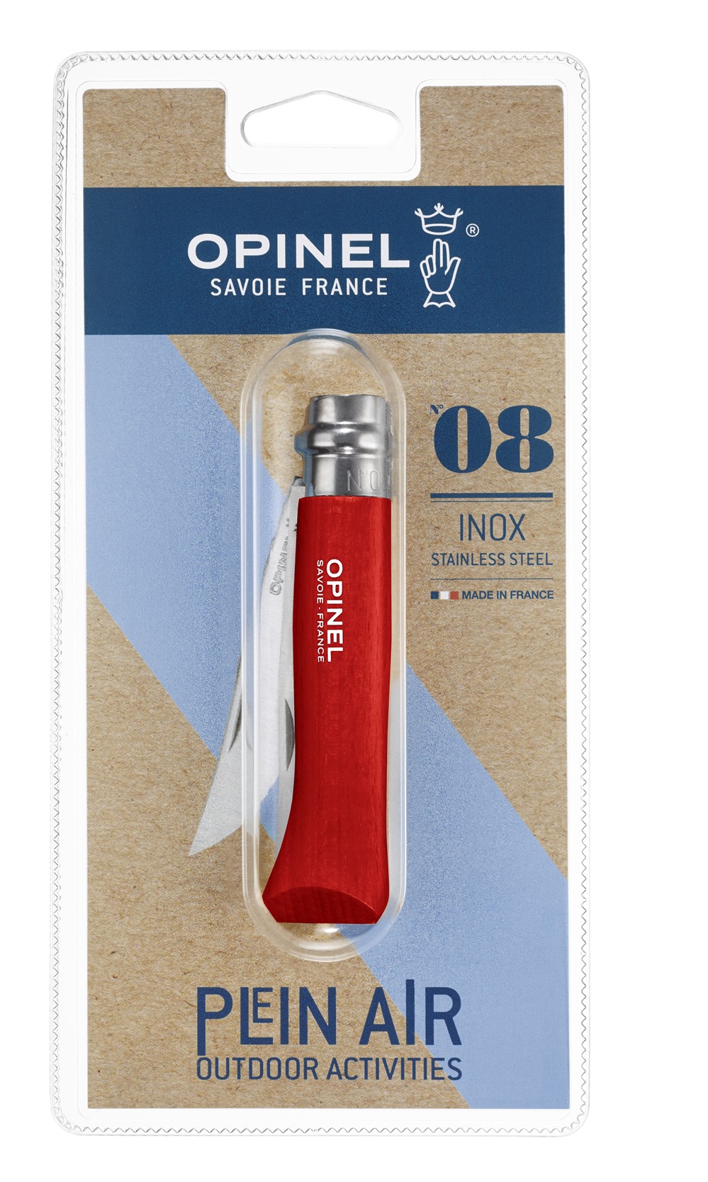 Couteau Tradition N°8 Inox Rouge - OPINEL