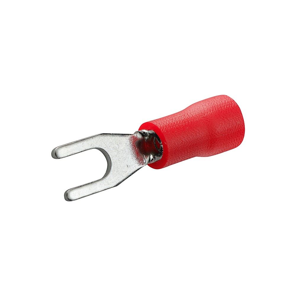 10 cosses à fourche 3mm pré-isolée de 0,5mm² à 1mm² rouge - DEBFLEX