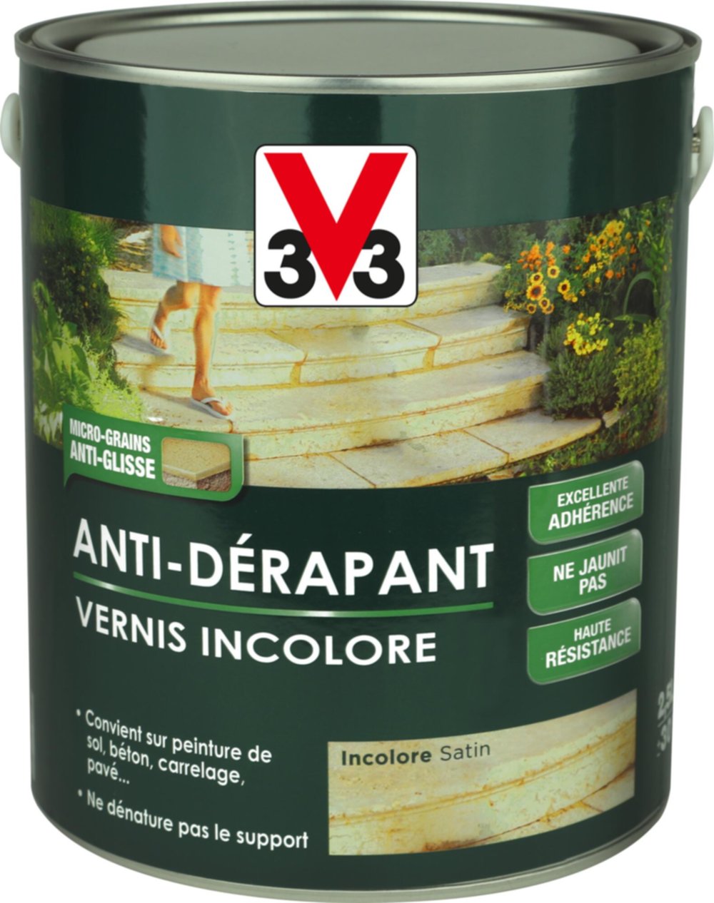 Vernis incolore antidérapant 2,5L pour sol extérieur - V33