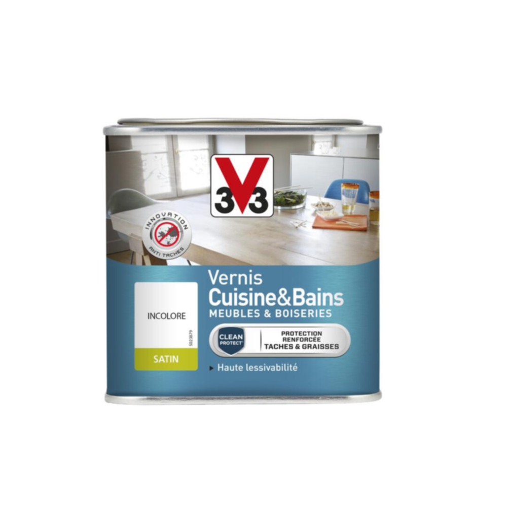 Vernis intérieur cuisine & bains satin incolore 0,5 L - V33