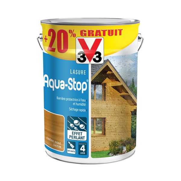 Lasure aquastop chêne doré 5L +20%  - V33