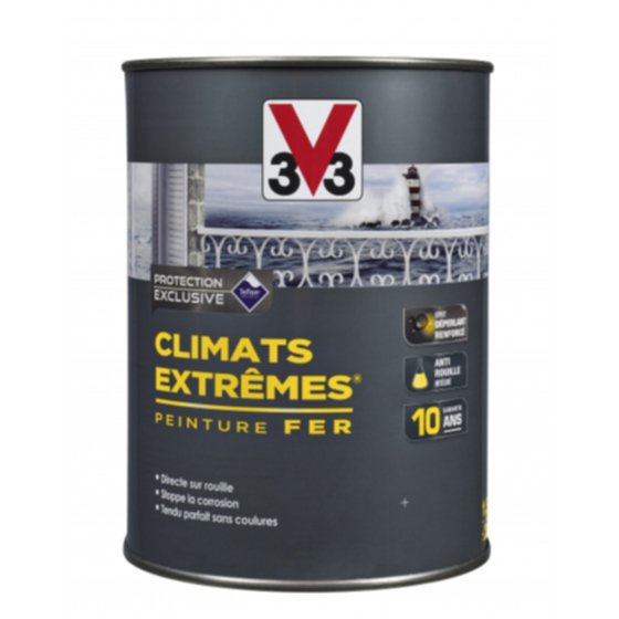 Peinture fer climats extrêmes noir brillant 0,5 L - V33