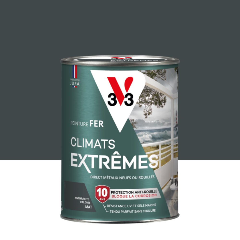 Peinture Fer Climats Extrêmes mat Anthracite 1,5 L - V33