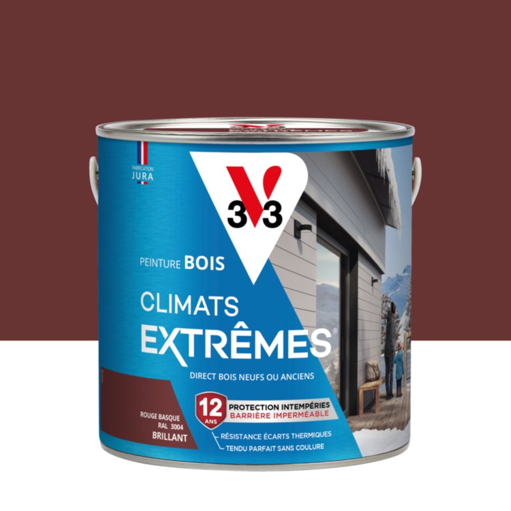 Peinture Bois Climats Extrêmes Brillant Rouge Basque 2L - V33