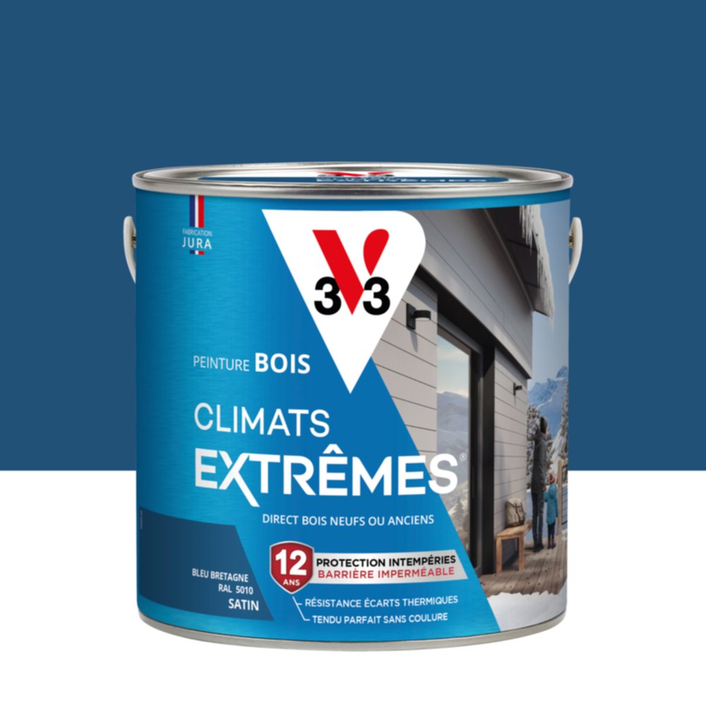 Peinture Bois Climats Extrêmes Satin Bleu Bretagne 2 L