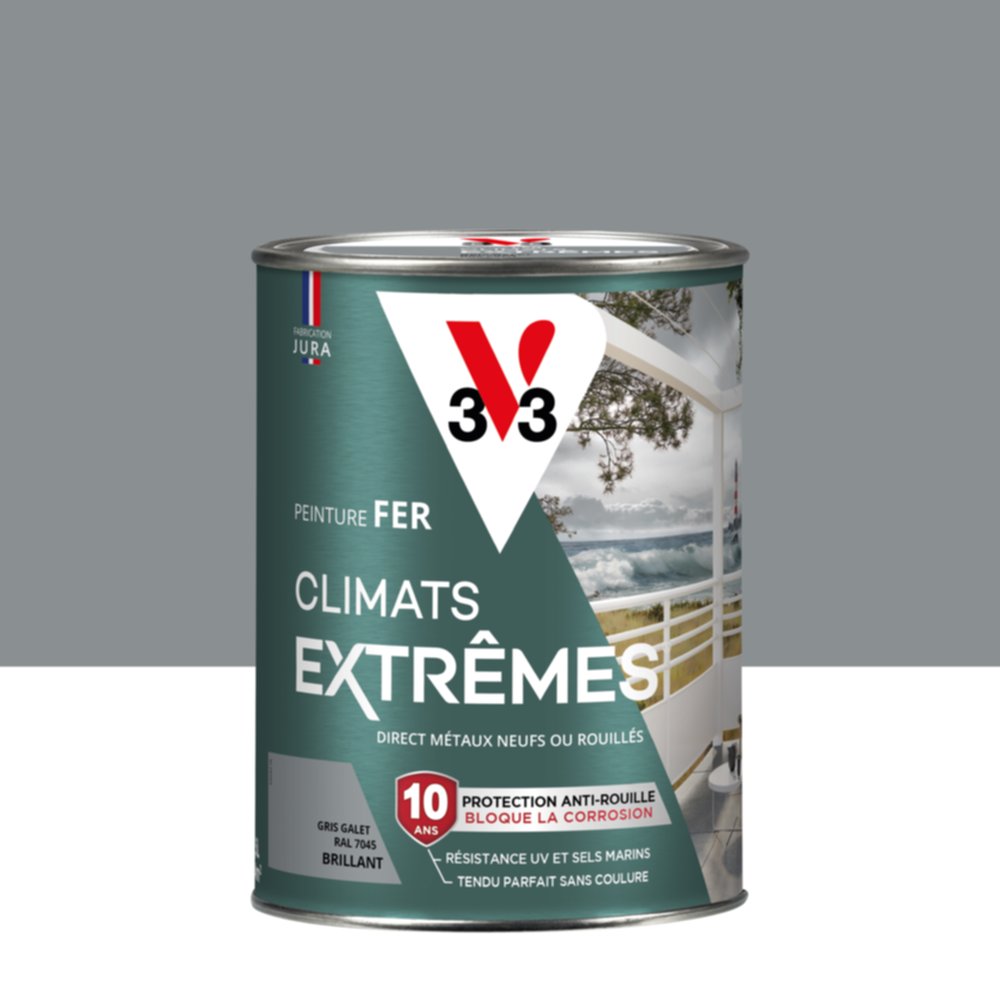 Peinture Fer Climats Extrêmes Brillant Gris Galet 1,5 L