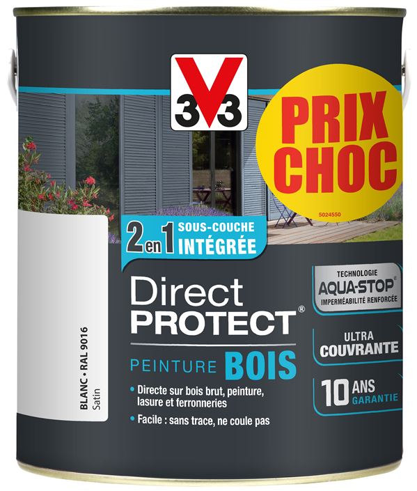 Peinture bois choc blanc 2.5l