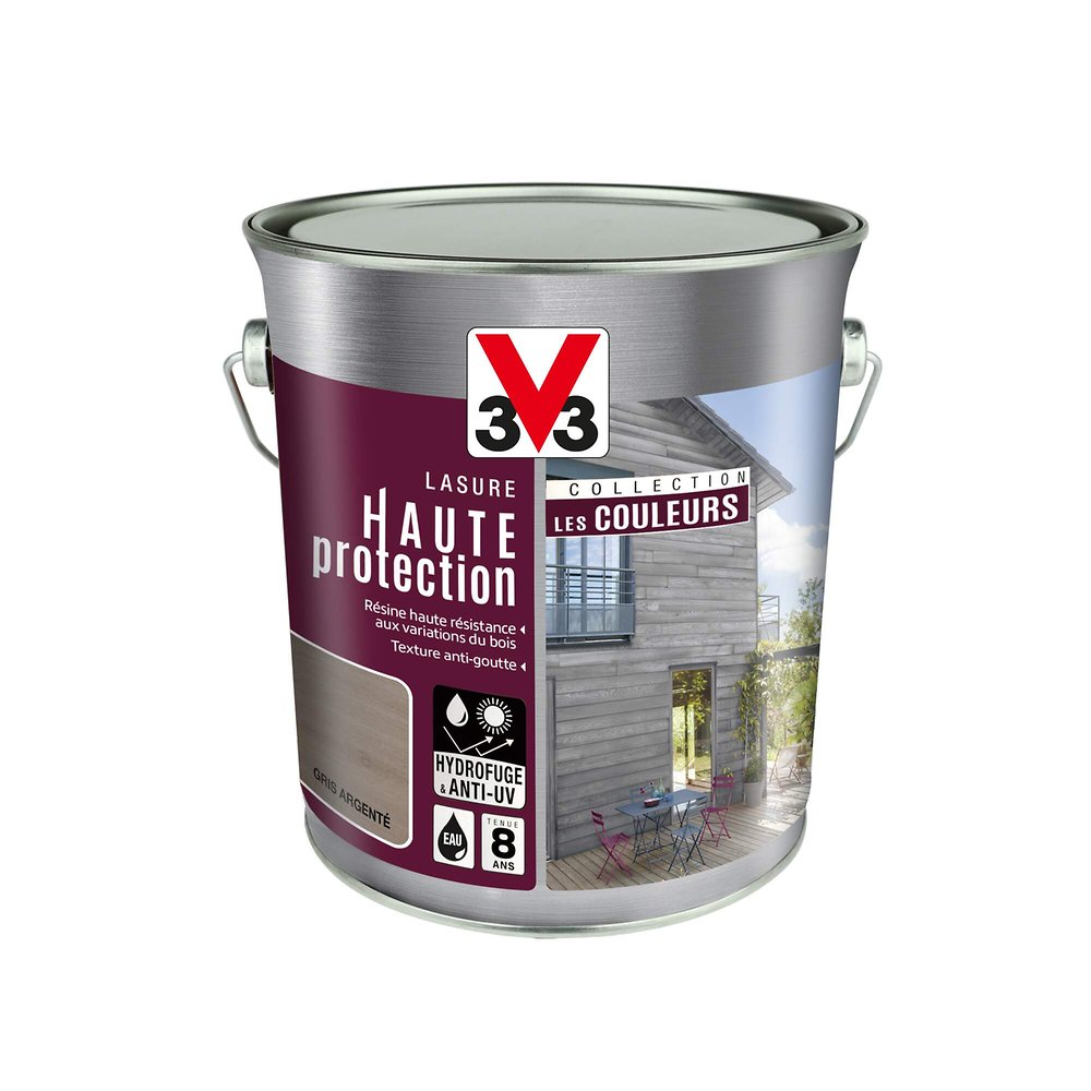 Lasure bois Haute protection - Mat - Gris argente - 2.5L