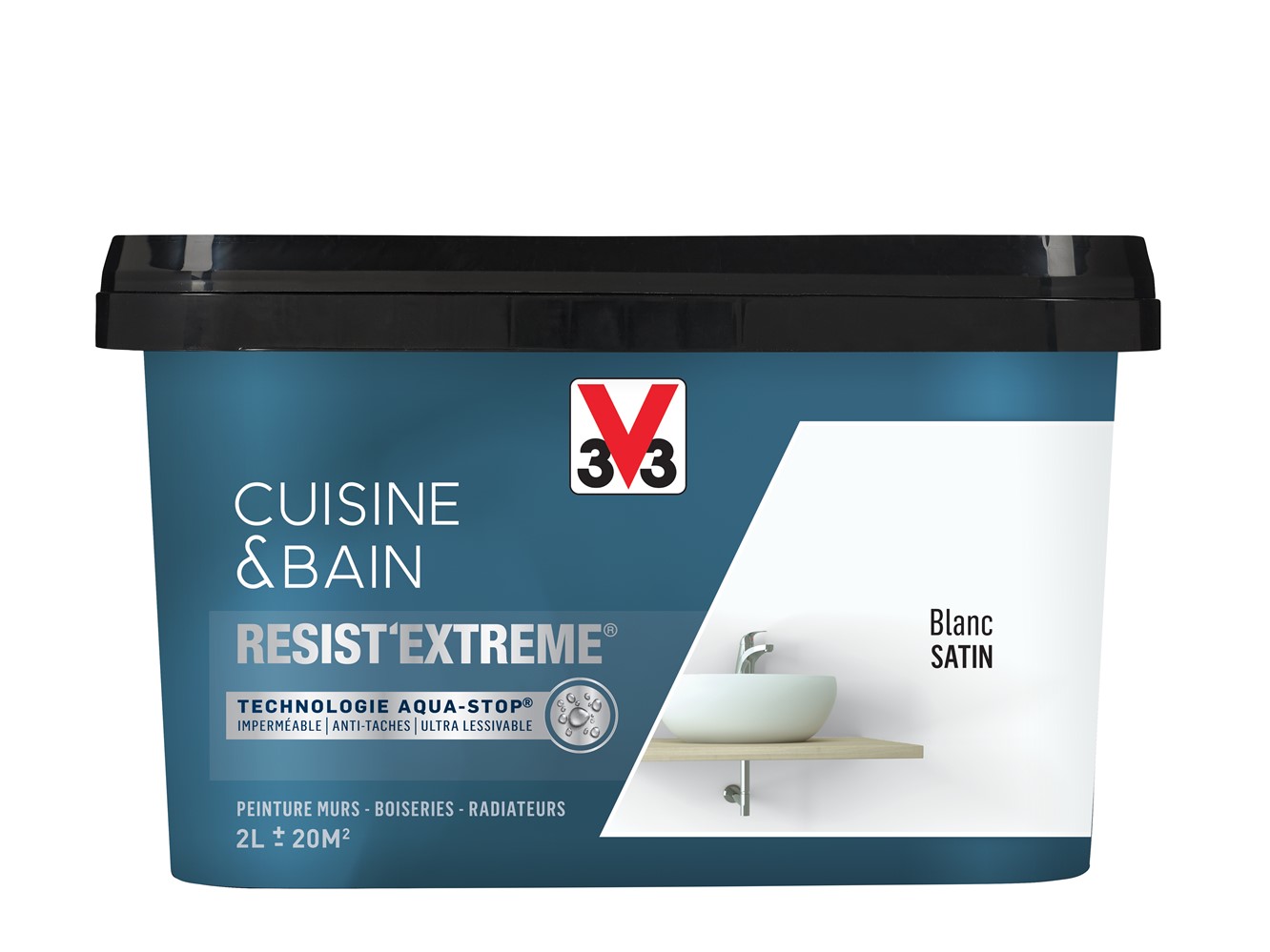 Peinture Cuisine & bain Resist'Extrême Blanc satin 2L - V33