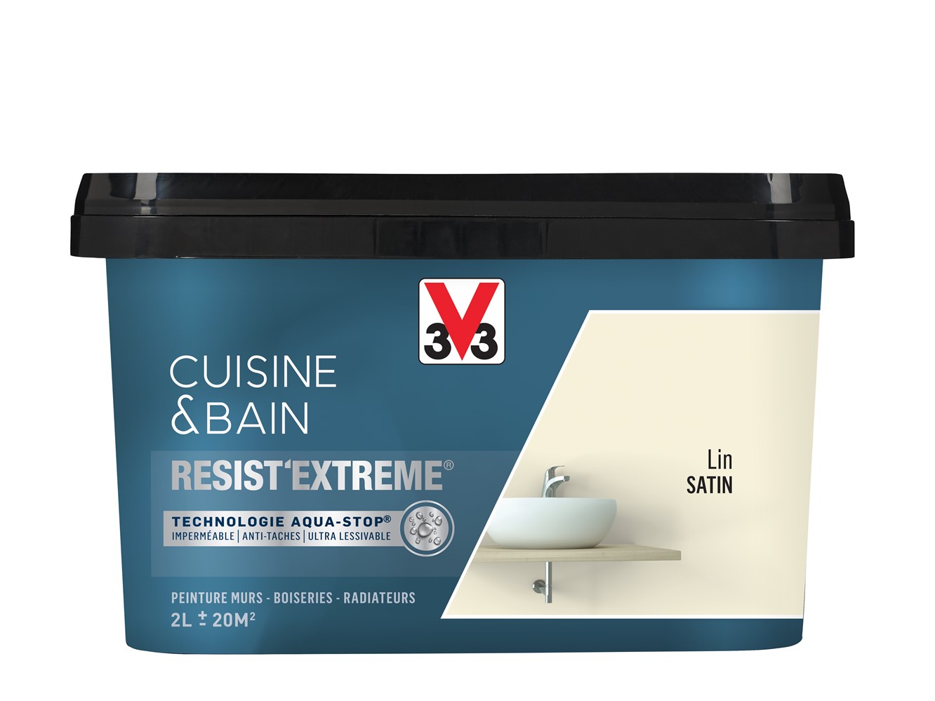 Peinture cuisine & bain Resist'Extrême lin satin 2L - V33