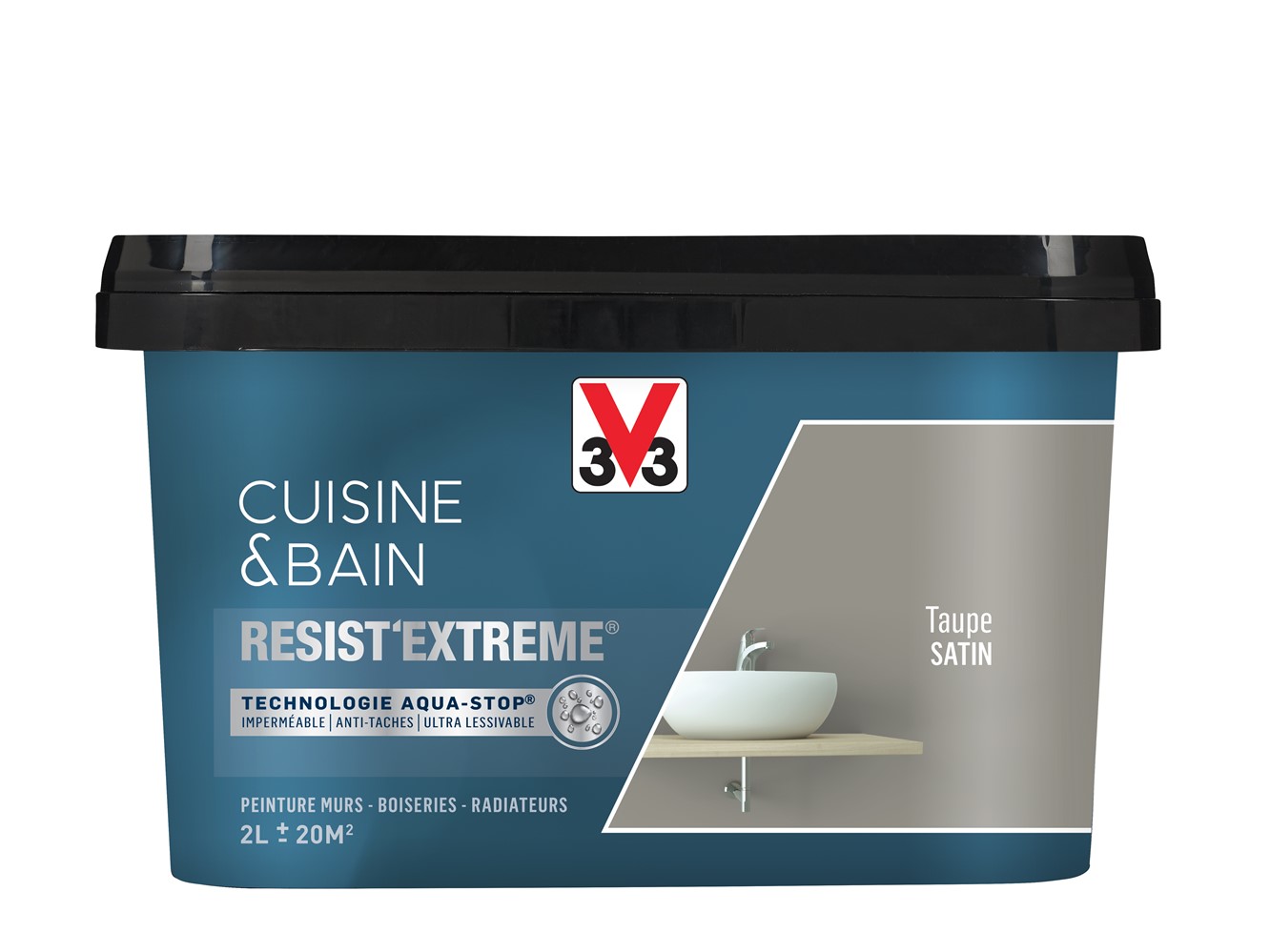 Peinture Cuisine&Bain Resist'Extrême Taupe satin 2L - V33