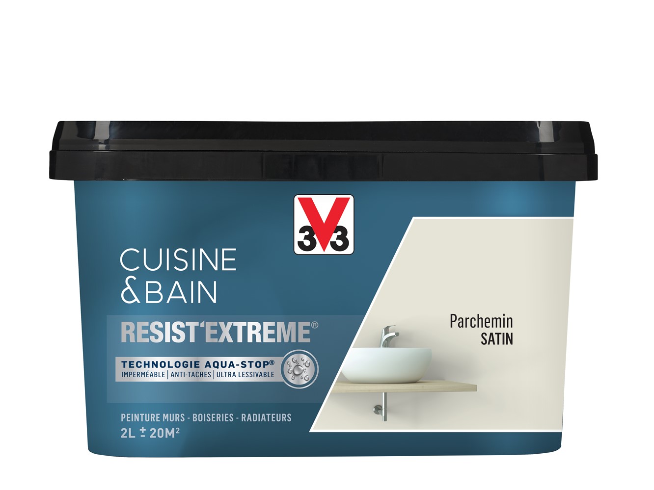 Peinture Cuisine&Bain Resist'Extrême Parchemin satin 2L - V33