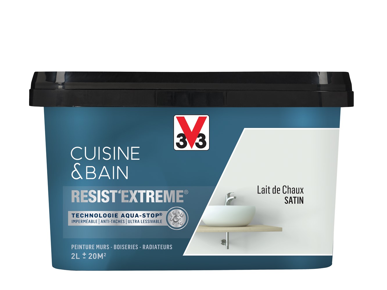 Peinture Cuisine&Bain Resist'Extrême Lait de Chaux satin 2L - V33