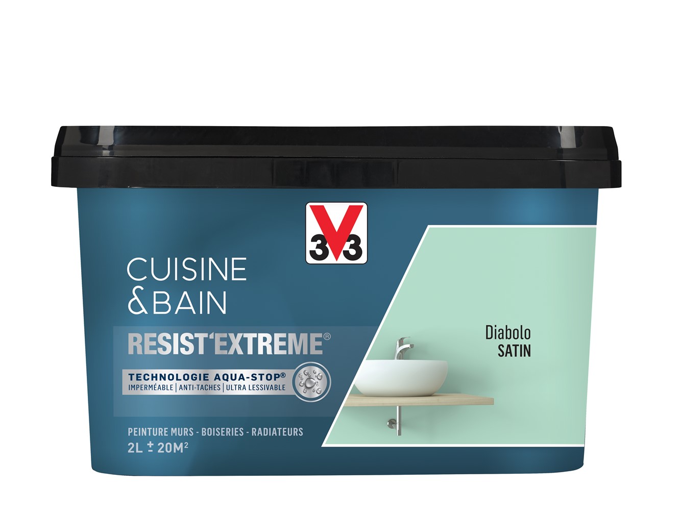 Peinture Cuisine & bain Resist'Extrême Diabolo satin 2L - V33