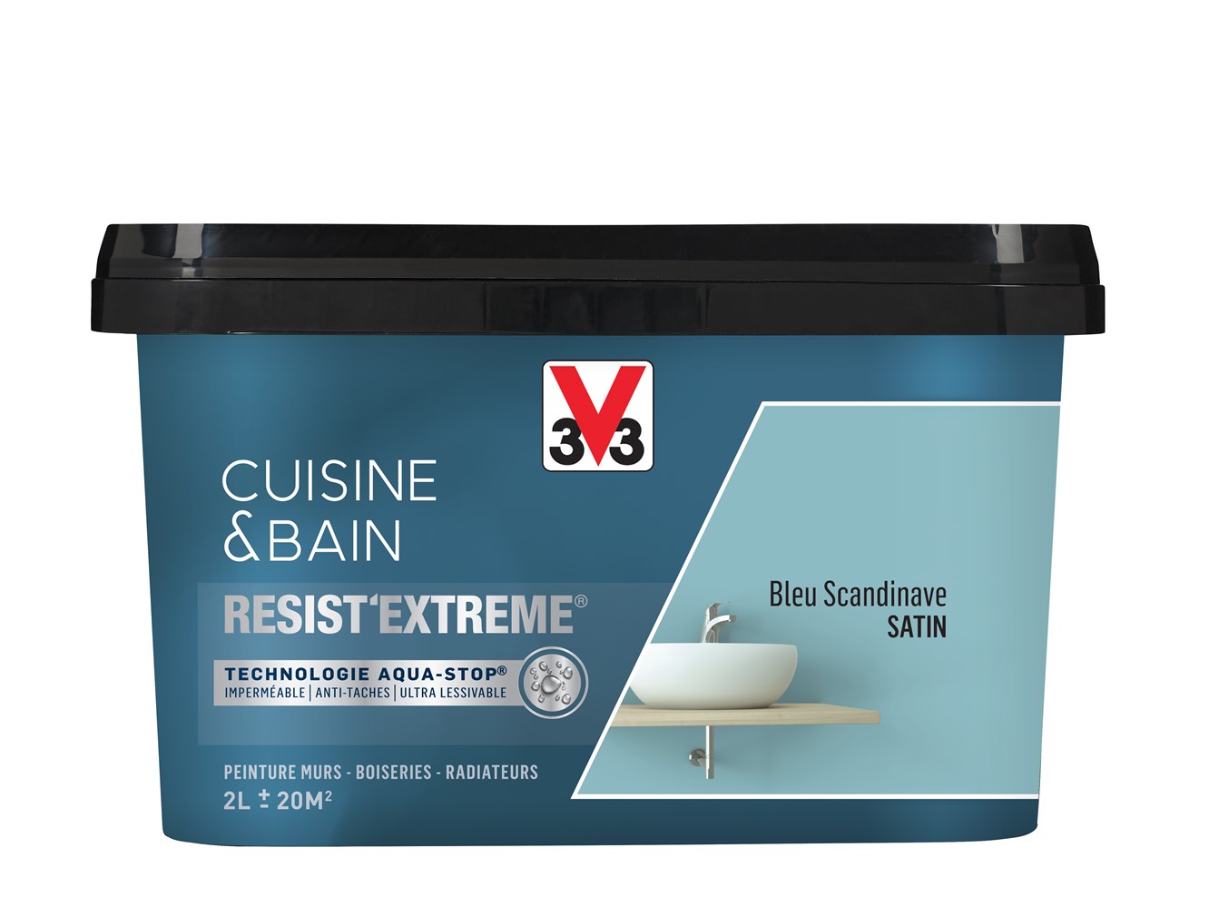 Peinture Cuisine & bain Resist'Extrême Bleu Scandinave satin 2L - V33