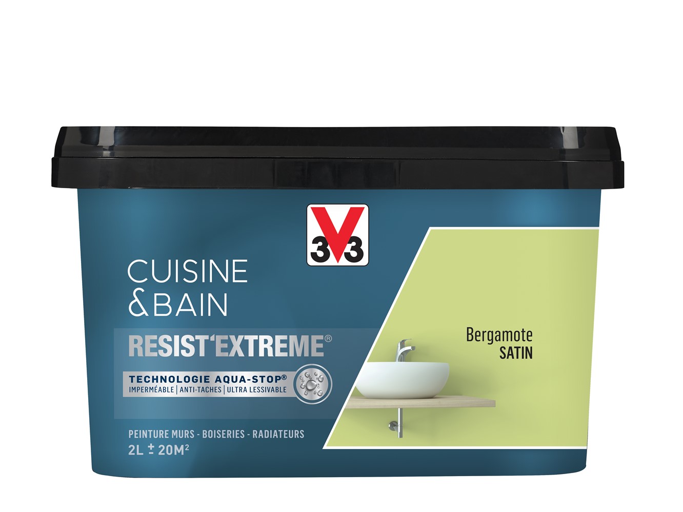 Peinture Cuisine & bain Resist'Extrême Bergamote satin 2L - V33