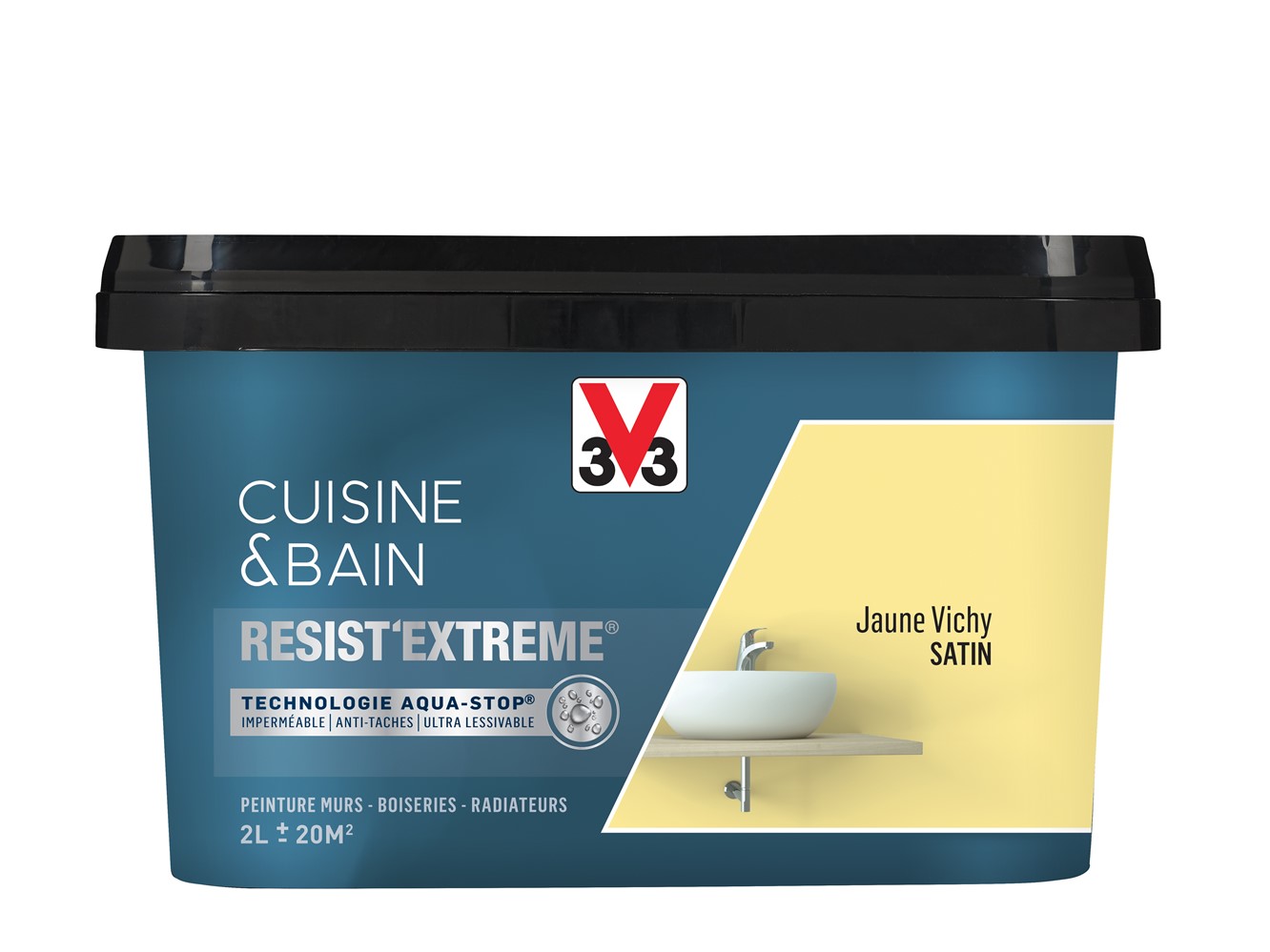 Peinture cuisine & bain Resist'Extrême jaune vichy satin 2L - V33