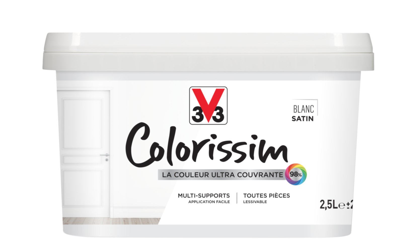 Peinture acrylique monocouche - V33 COLORISSIM satin blanc 2,5L