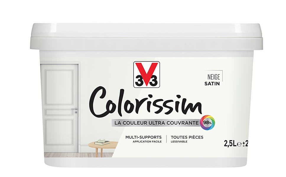 Peinture multisupport Colorissim neige satin 2,5L - V33