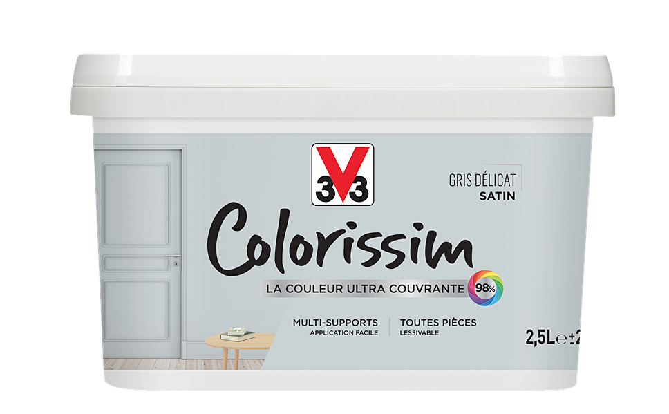 Peinture multisupport Colorissim gris délicat satin 2,5L - V33