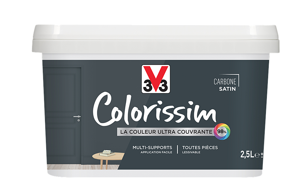 Peinture multisupport Colorissim carbone satin 2,5L - V33