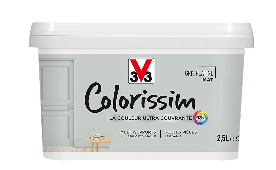 Peinture multisupport Colorissim gris platine mat 2,5L - V33