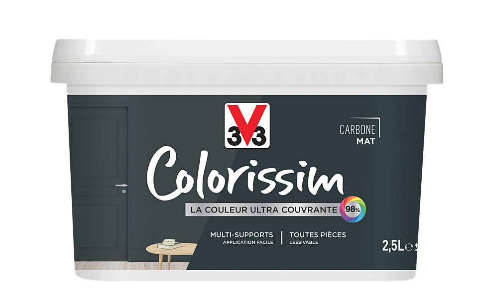 Peinture multisupport Colorissim carbone mat 2,5L - V33