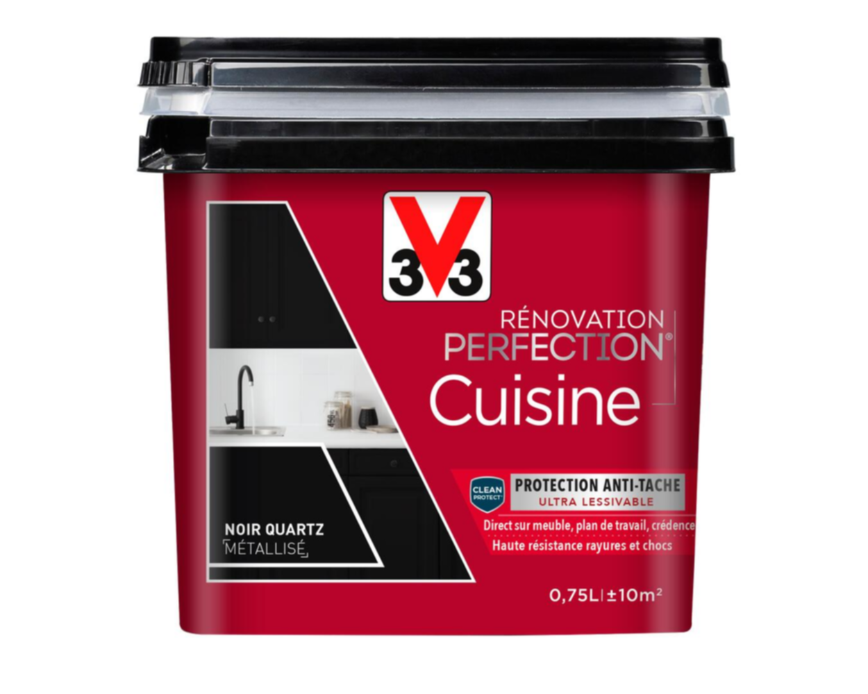 Peinture rénovation cuisine Perfection noir quartz satin 0,75l - V33