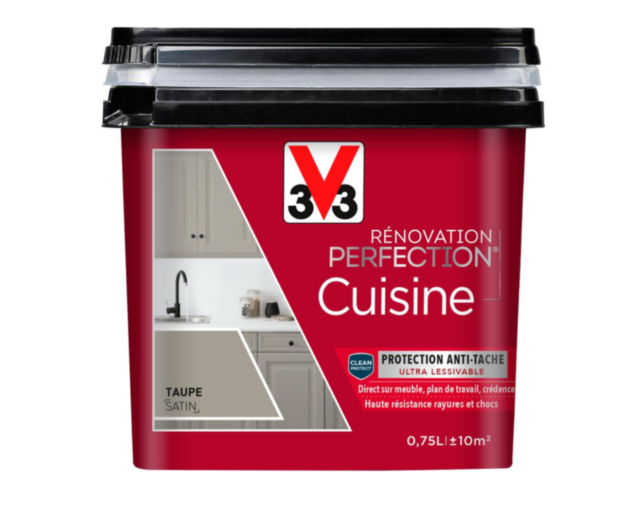 Peinture rénovation cuisine Perfection taupe satin 0,75l - V33