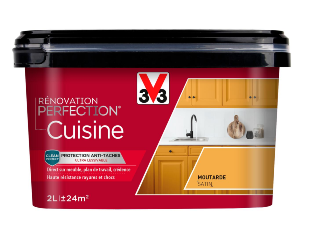 Peinture rénovation cuisine Perfection moutarde satin 2L - V33