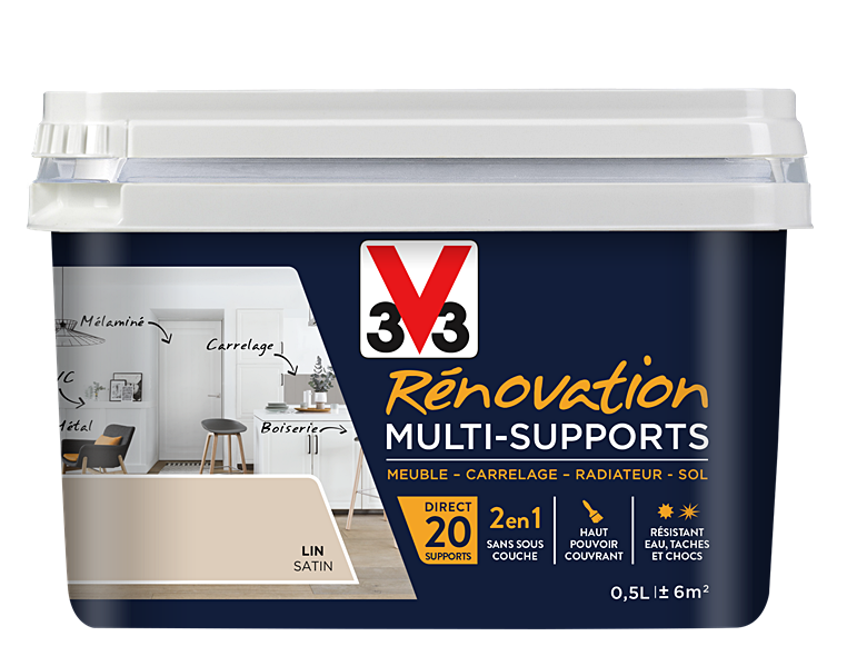 Peinture Rénovation Multisupport lin satin 0,5L - V33