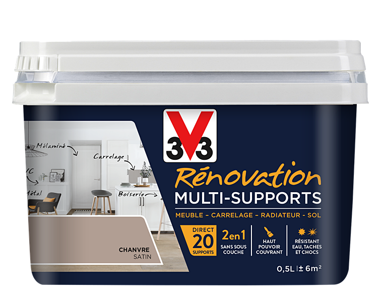 Peinture Rénovation Multisupport chanvre satin 0,5L - V33