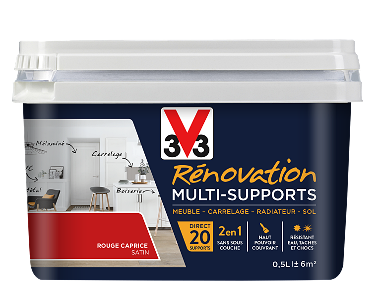 Peinture Rénovation Multisupport rouge caprice satin 0,5L - V33