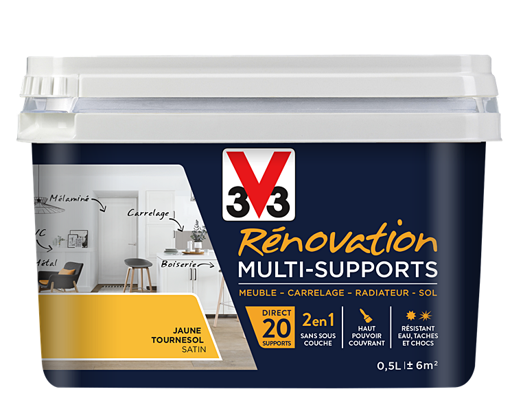 Peinture Rénovation Multisupport tournesol satin 0,5L - V33