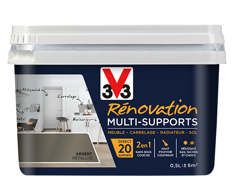 Peinture Rénovation Multisupport argent satin 0,5L - V33