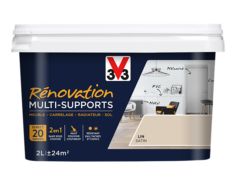 Peinture Rénovation Multisupport lin satin 2L - V33