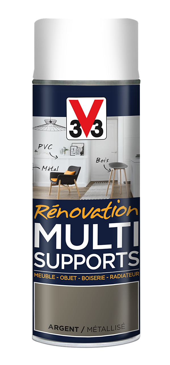 Peinture Rénovation Multi support argent satin aérosol 400 ml - V33