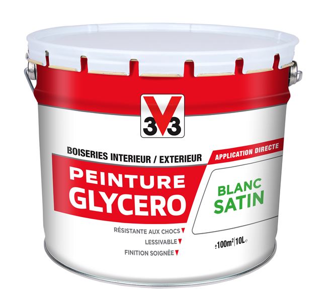 Peinture glycéro boiserie int/ext - satin blanc - V33