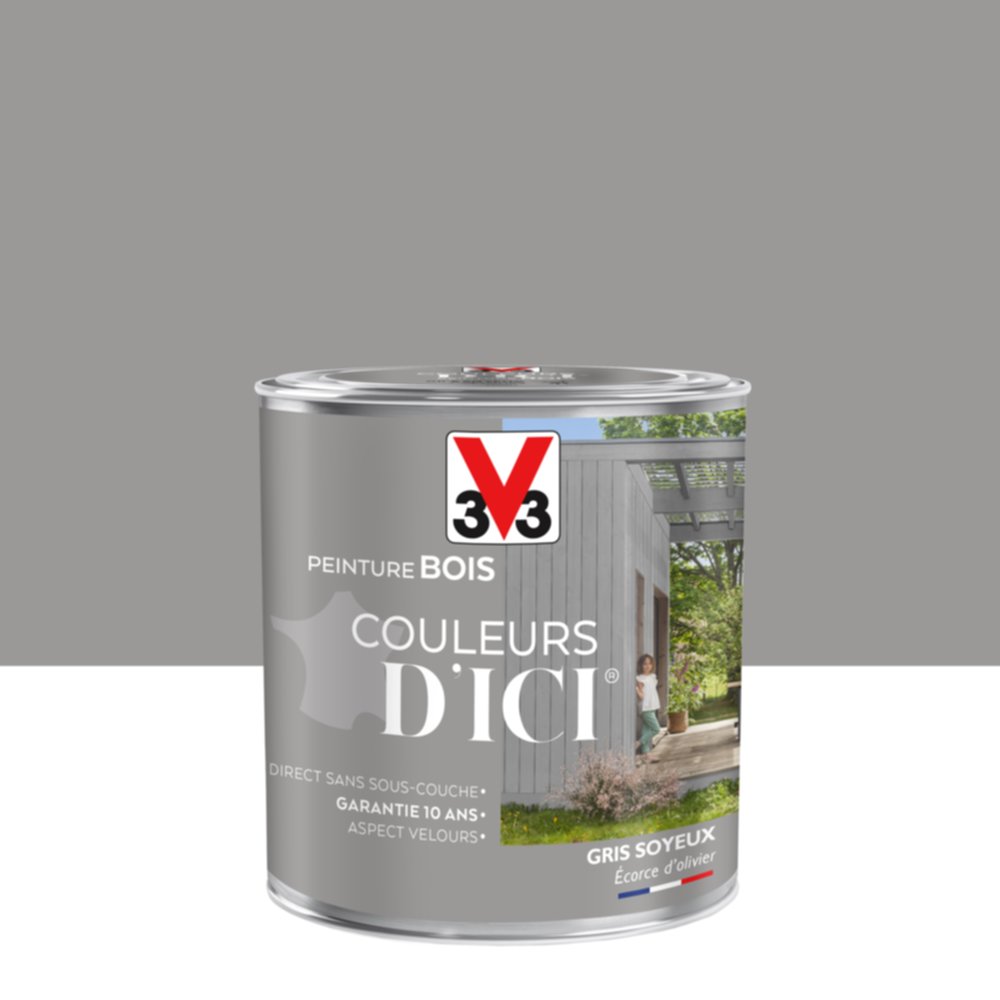  PEINTURE V33  BOIS COULEURS D’ICI ®  GRIS SOYEUX 0,5 L