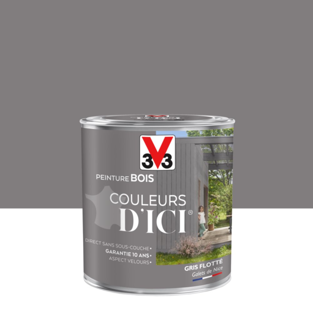  PEINTURE V33  BOIS COULEURS D’ICI ®  GRIS FLOTTE 0,5 L