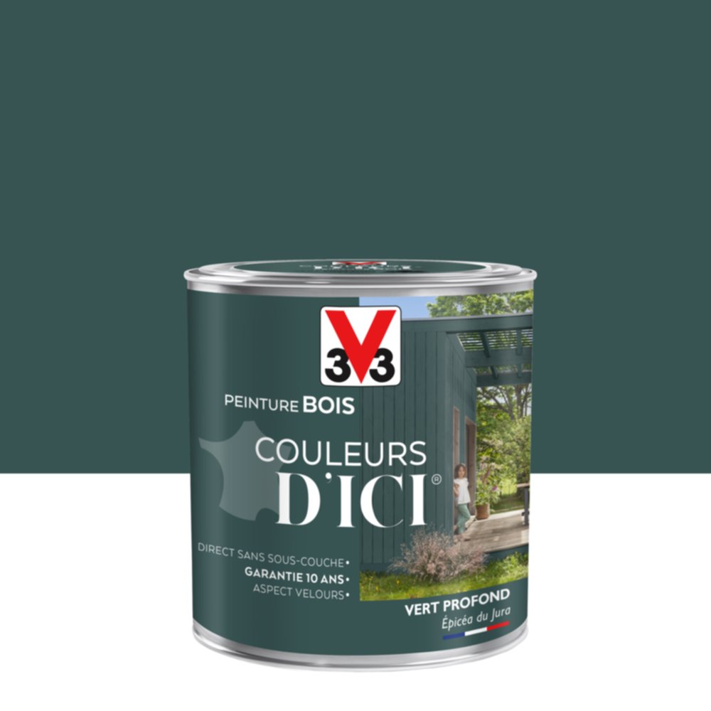 PEINTURE V33  BOIS COULEURS D’ICI ®  VERT PROFOND 0,5 L