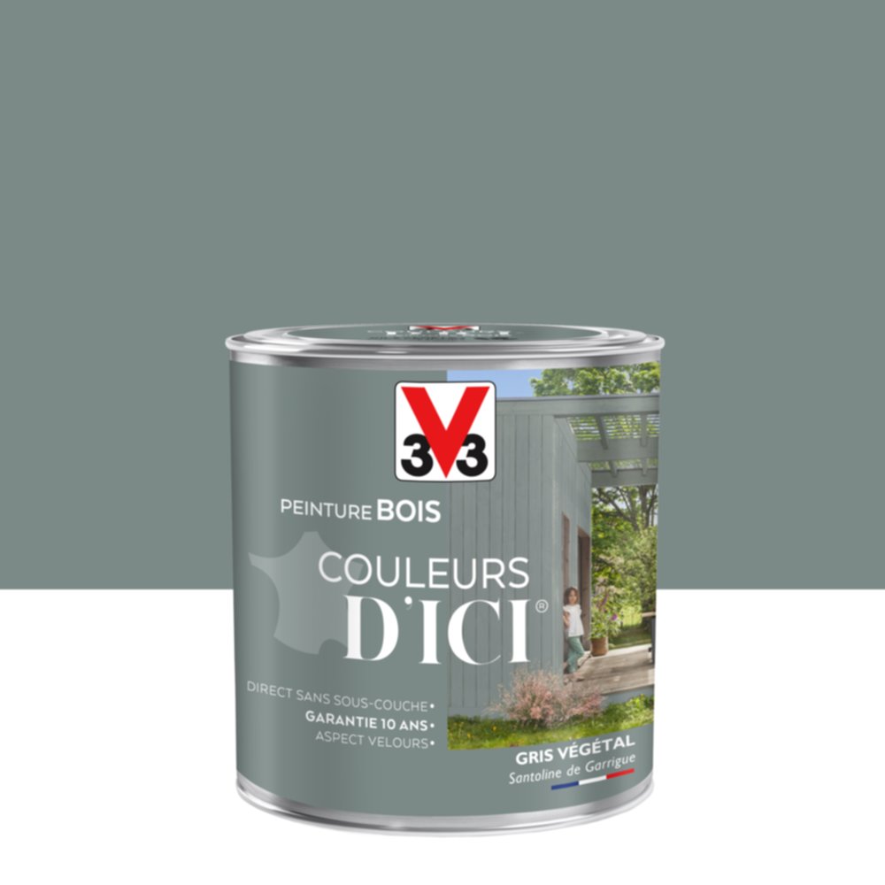 PEINTURE V33  BOIS COULEURS D’ICI ®  GRIS VEGETAL 0,5 L